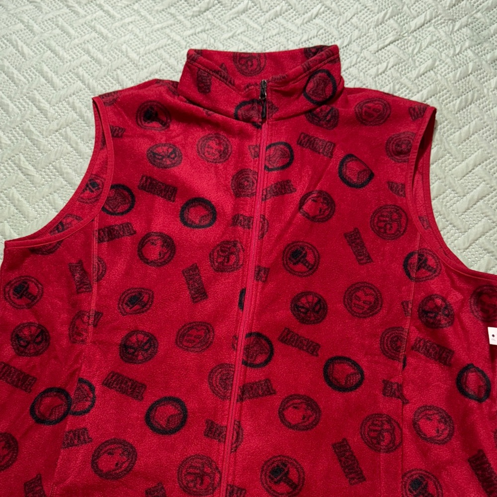 Marvel Red Sleeveless Vest with Black Pattern